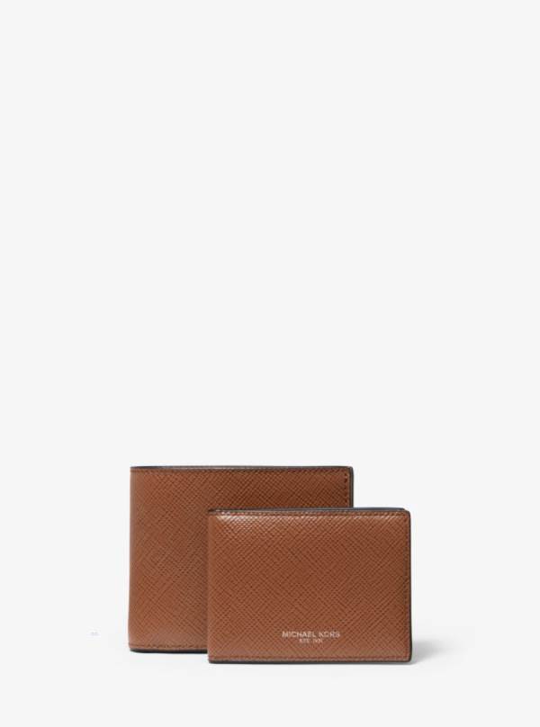 Panske Penazenky Michael Kors Harrison Crossgrain Leather Billfold With Passcase Hnede - Doplnky Michael Kors Nejlevnejsi | BNGQD-3092